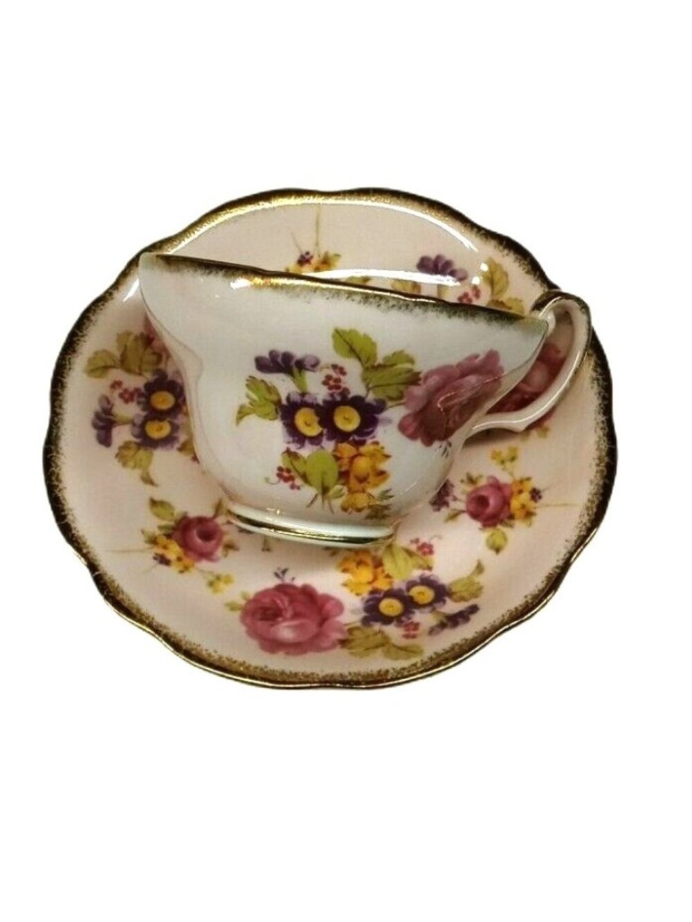 E.B. FOLEY Pink Roses Tea Cup and Saucer